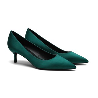 green pointed heels