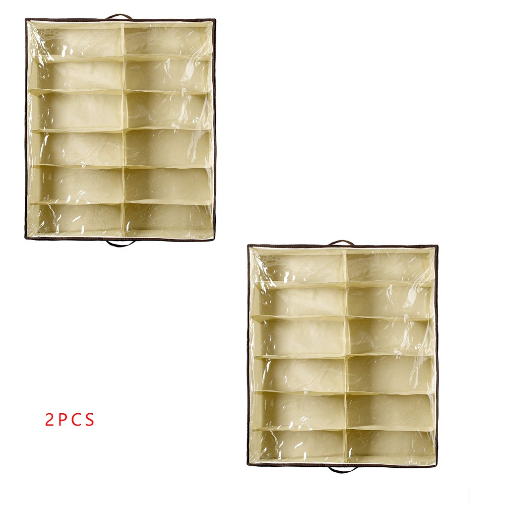 2pcs Set 12 Grids Under Bed Shoe Organizer For Kids Adults Shoes Closet Storage Organizer Box Shopee Philippines