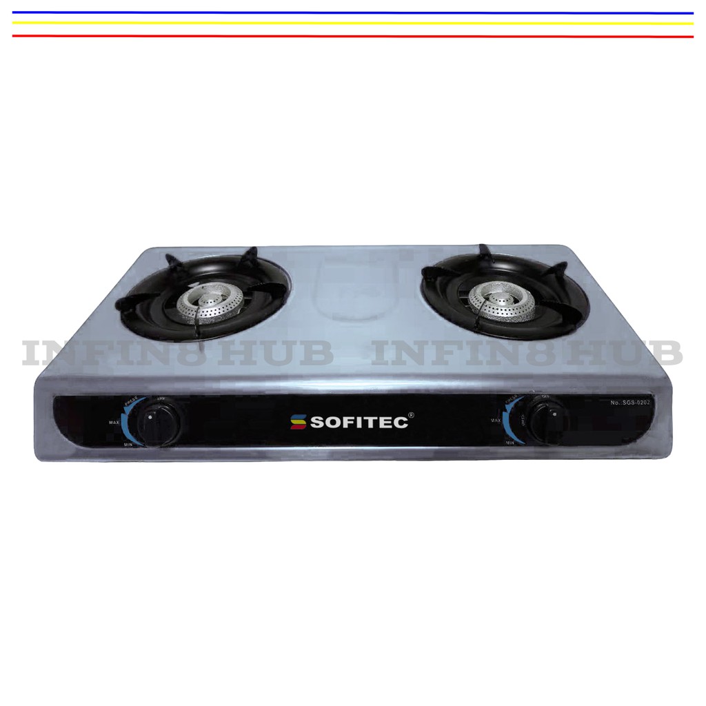 Sofitec SGS0202 Double Burner Gas Stove Stainless Steel Gas Stove