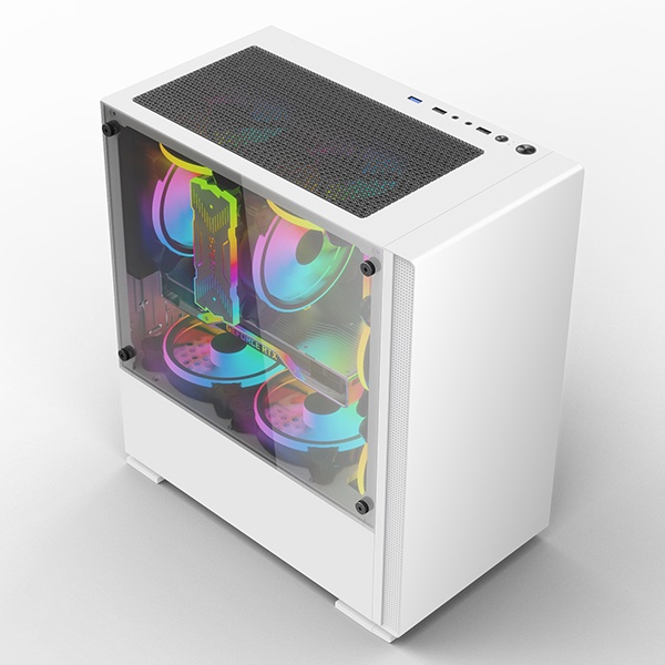 YGT B702 All White mATX Tempered Glass Gaming Case | Shopee Philippines