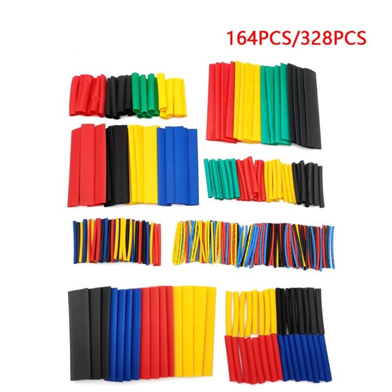 164pcs Set Polyolefin Shrinking Assorted Heat Shrink Tube Wire Cable Insulated Sleeving