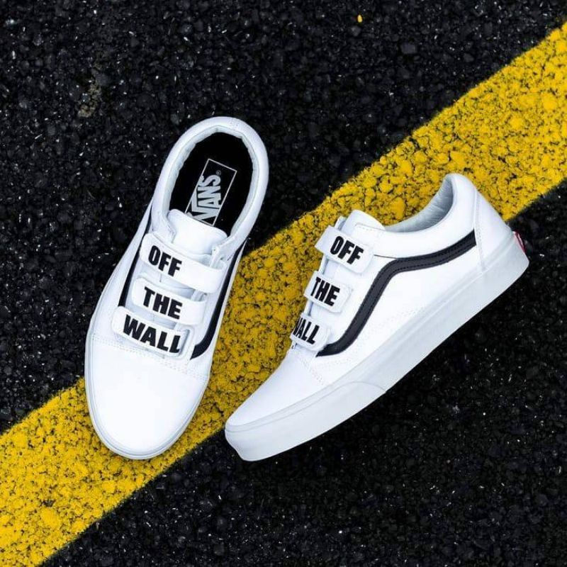 vans velcro white shoes