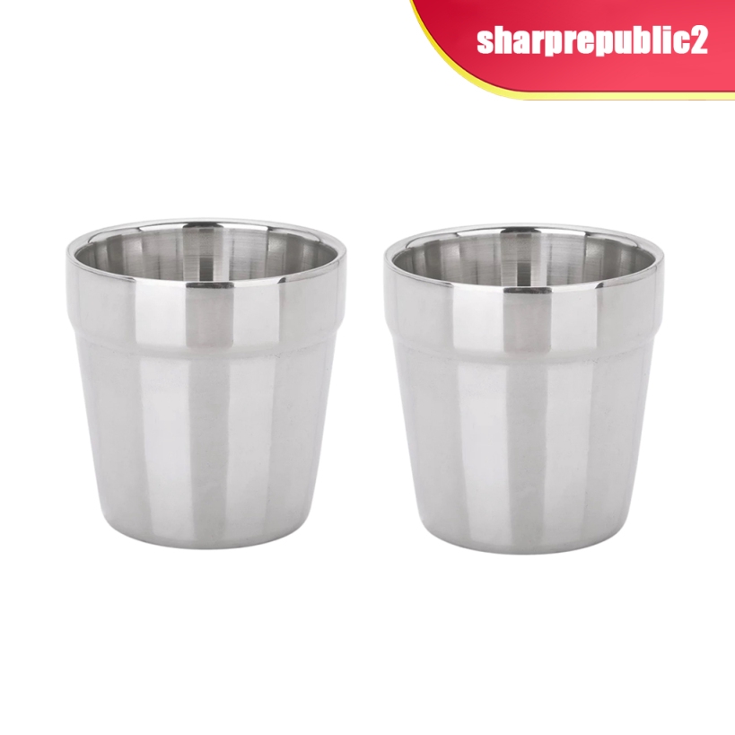 180ml Modern Stainless Steel Cups Pint Cup Coffee Beer Mug Kids Tumbler Home Office Use Pack Of 2 Shopee Philippines