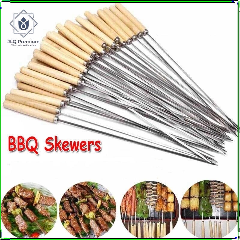 10Pcs Stainless Steel BBQ Skewers Needle Kebab Kabob Sticks Camping