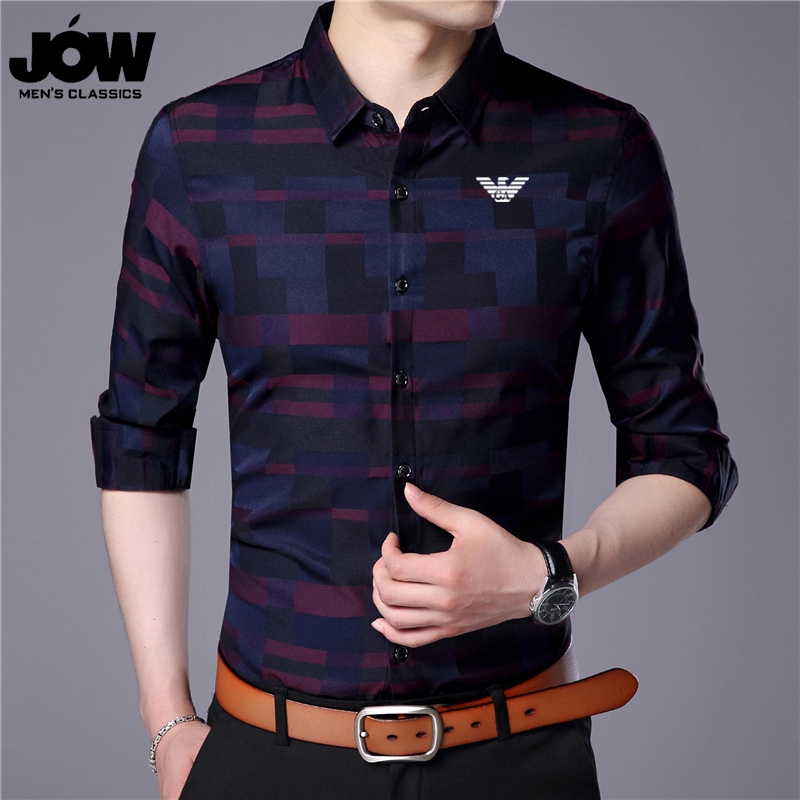 New Men's Lapel Shirt Men's Highend Fashion Business Casual Shirt Long