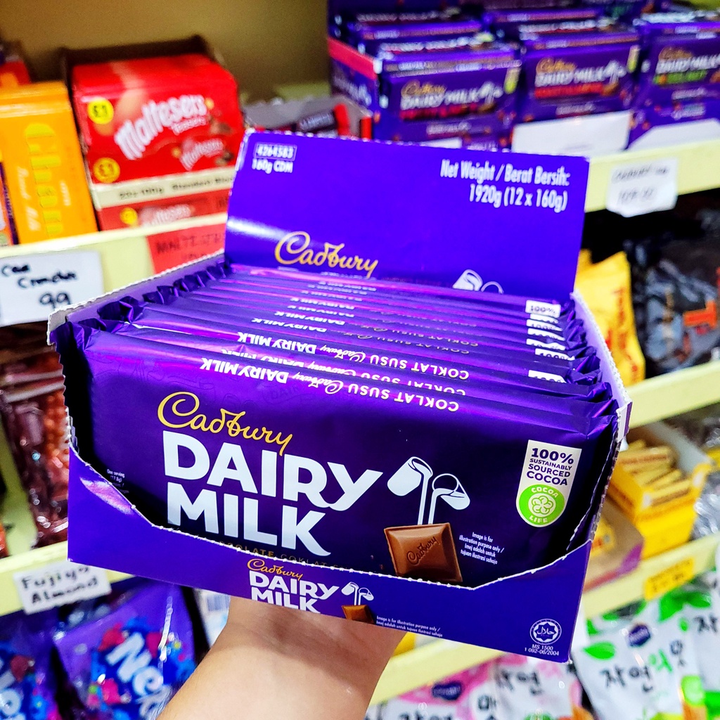 [Box of 12] Cadbury Milk Chocolate Bar 160g Shopee Philippines
