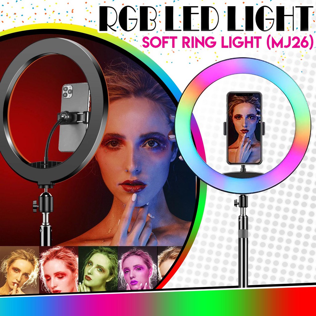 MJ26 RGB LED LIGHT SOFT RING LIGHT WITH STAND | Shopee Philippines