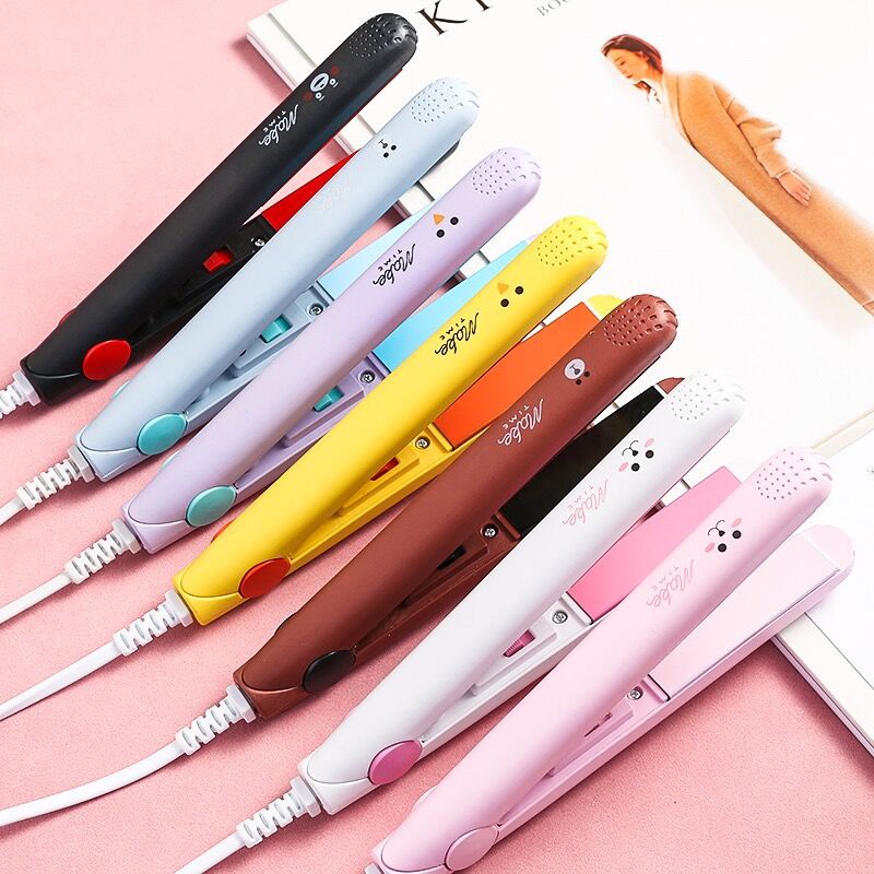 Mini Portable Hair Curl Straightener Flat Iron Perm Splint With Plastic