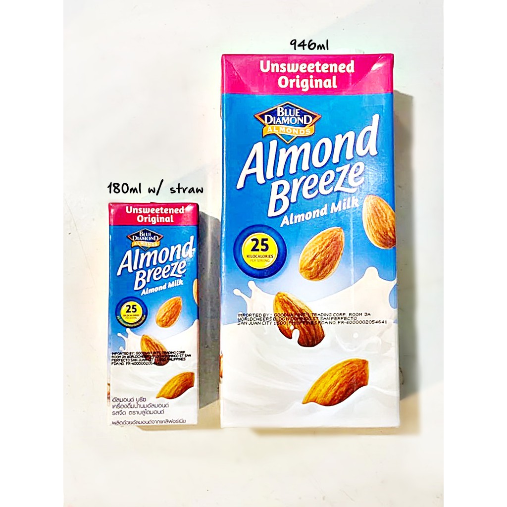 Almond Breeze Almond Milk Unsweetened Original or Vanilla Keto low