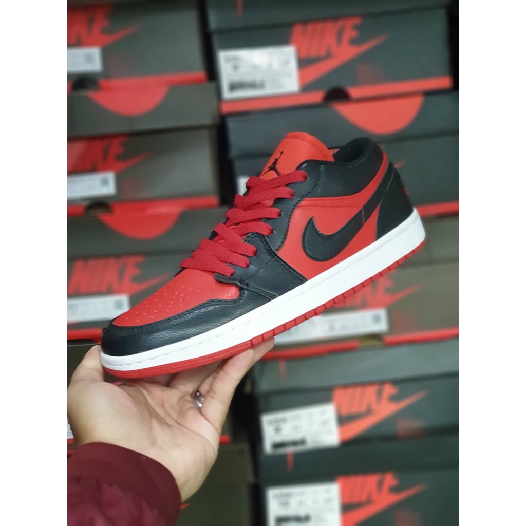 Air Jordan 1 low banned black/white/red colorway for men shoes with box