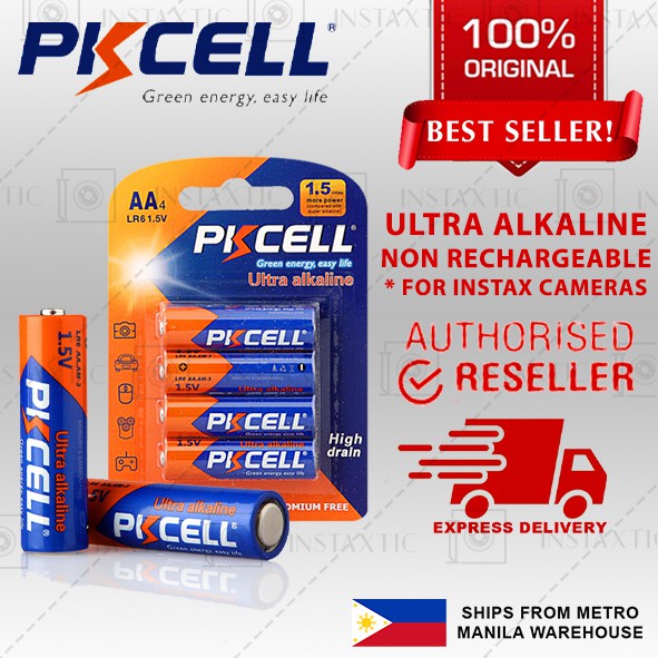 PKCell NON RECHARGEABLE Ultra Digital Alkaline AA Batteries for Instax