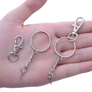 50 Pieces Metal Swivel Clasps Lanyard Snap Hook Lobster Claw Clasp and Key Rings Keychain with 11mm Screw Eye Pins #8