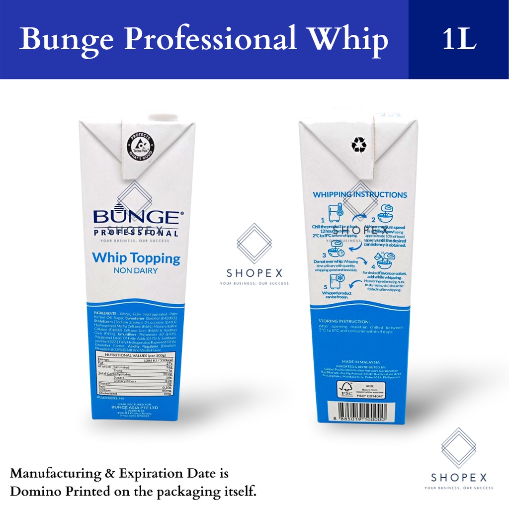 Bunge Non Dairy Whipping Cream (1 Liter)/ Professional/ Whip Topping
