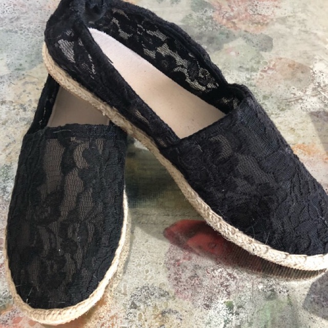 black lace espadrilles