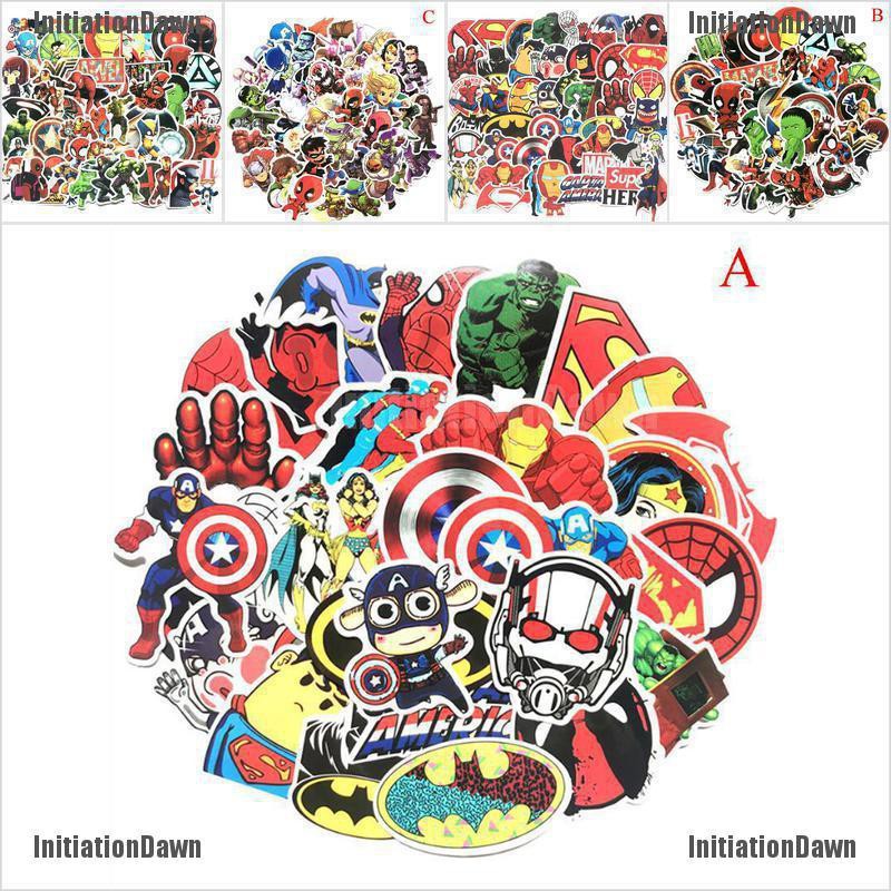 InitiationDawn 50Pcs waterproof marvel multicolor stickers