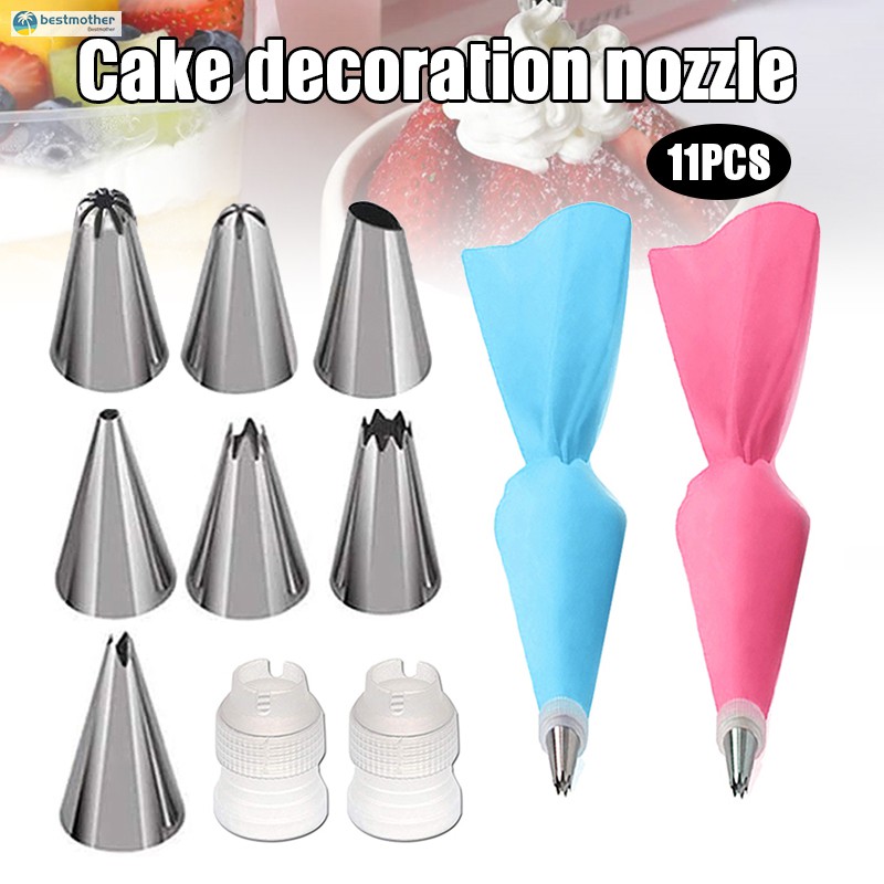 11pcs Cake Decorating Kit Supplies with Icing Tips Pastries Bags Piping