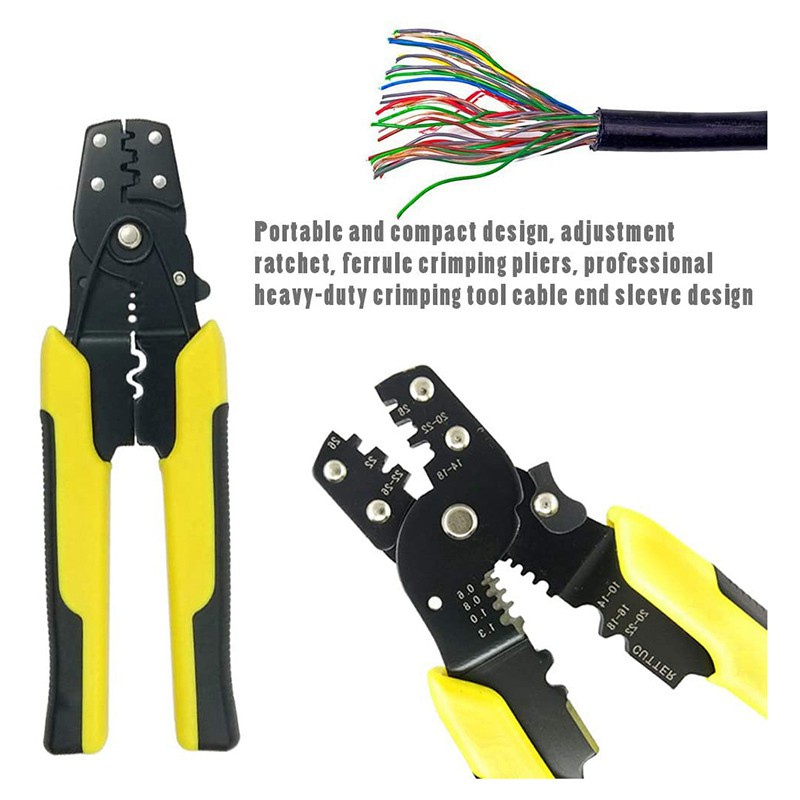 1 Pcs Crimp Tool Crimper Plier Wire Crimpers Adjustable Crimping Range for Cutting and Pressing Cables