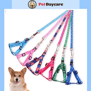 ❤️❤️Pet Daycare Dog Leash  Puppy Leash Kitty Adjustable Nylon Leash Dog Harness and Leash Set Adjustable Paw Print
