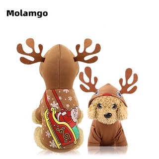 MOLAMGO Christmas Elk Transformed Into Dog Holiday Clothes Cat Pet Autumn and Winter New Medium Sized Dog Teddy Sleigh