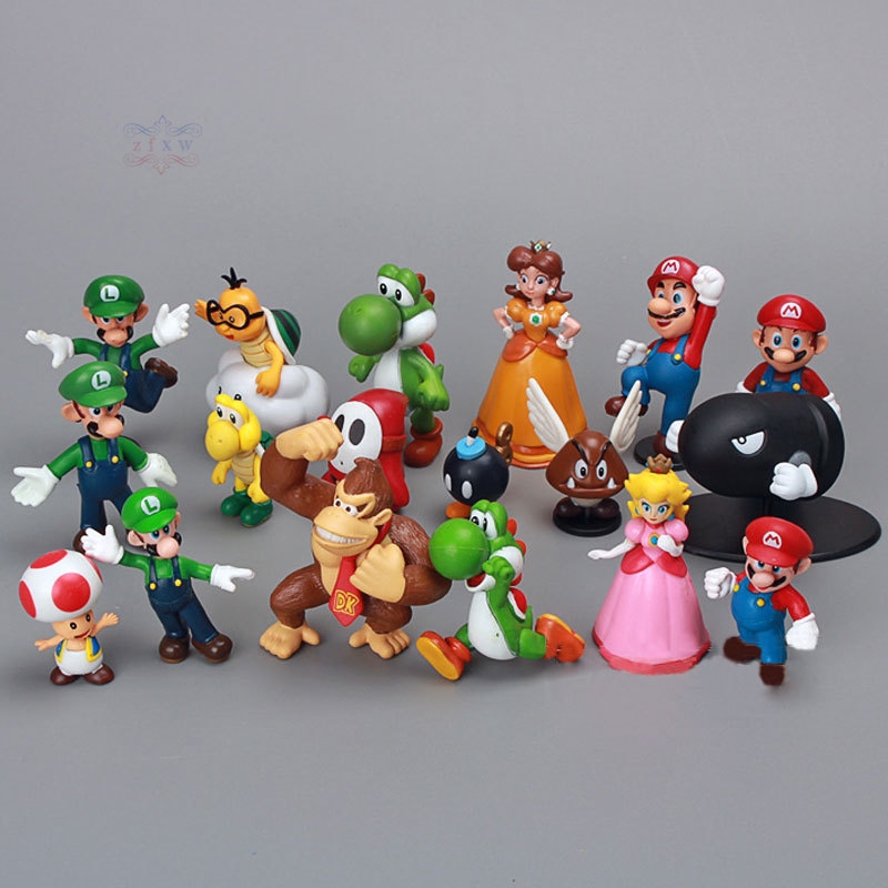 18pcs/lot Super Mario Bros Yoshi Daisy Princess PVC Action Figures Toys ...