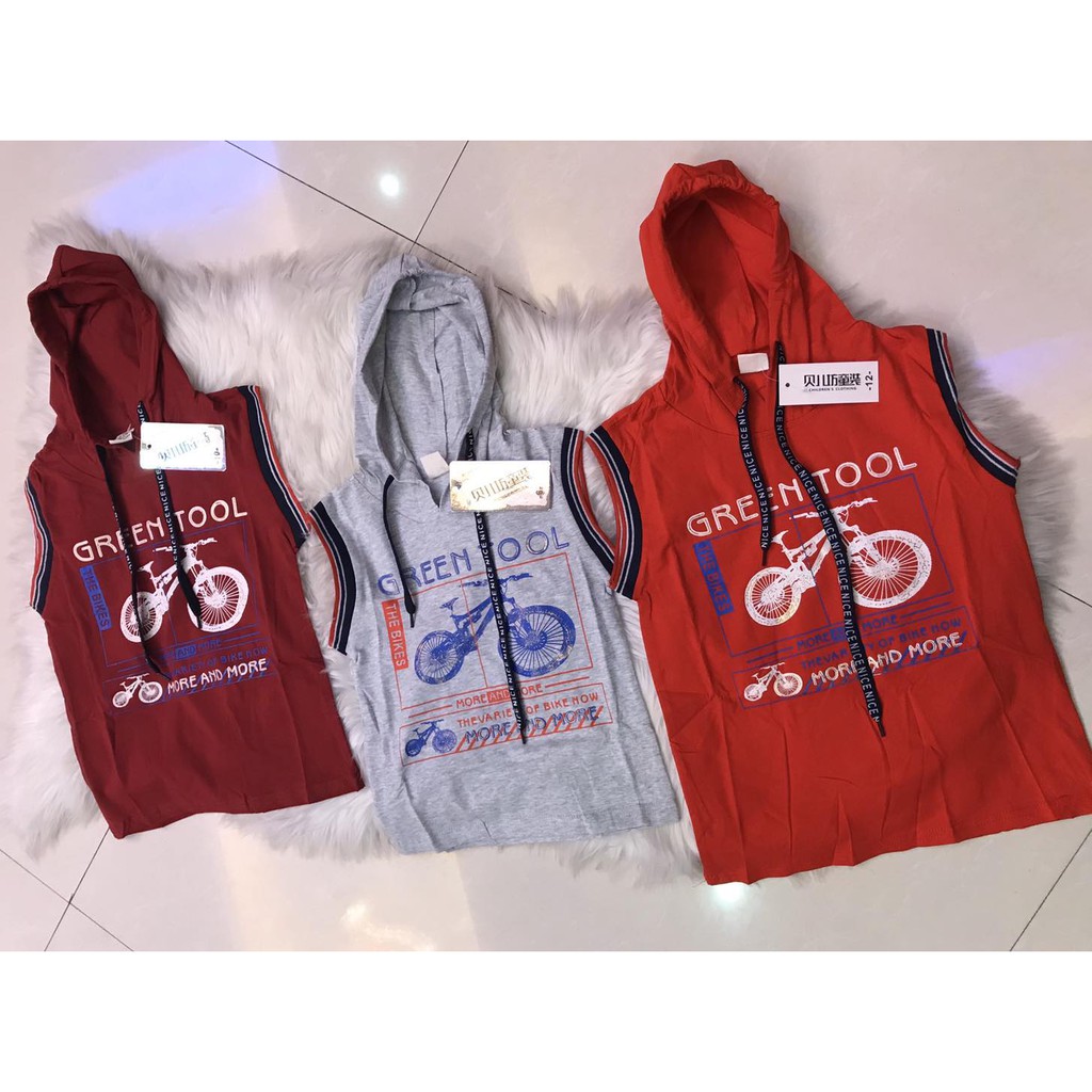 kids red sleeveless hoodie