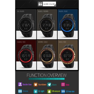 [100% Genuine]SKMEI New mens sports watch chronograph alarm clock digital watch 50M waterproof dual time countdown stopwatch 1251 #9