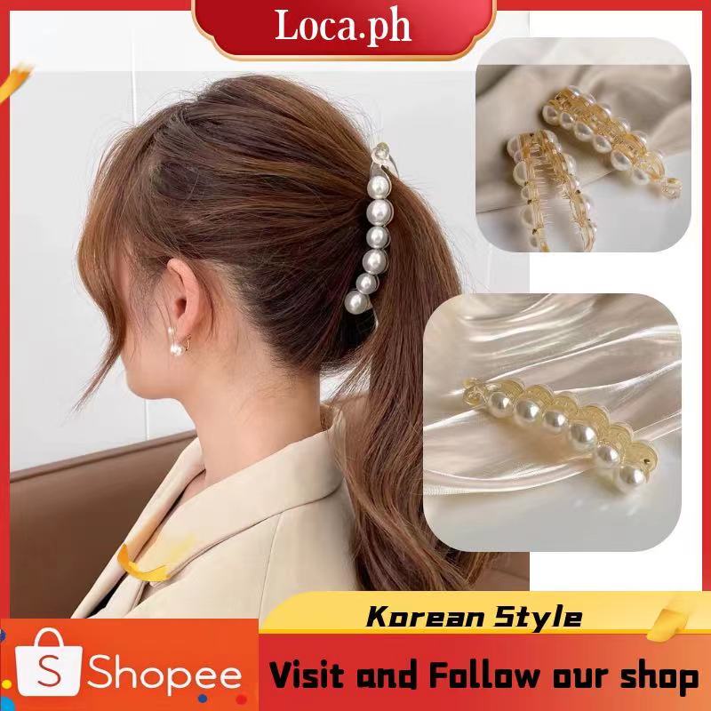 Korean Fashion Banana hair clip for women Pearl catch clamp hair  accessories | Shopee Philippines