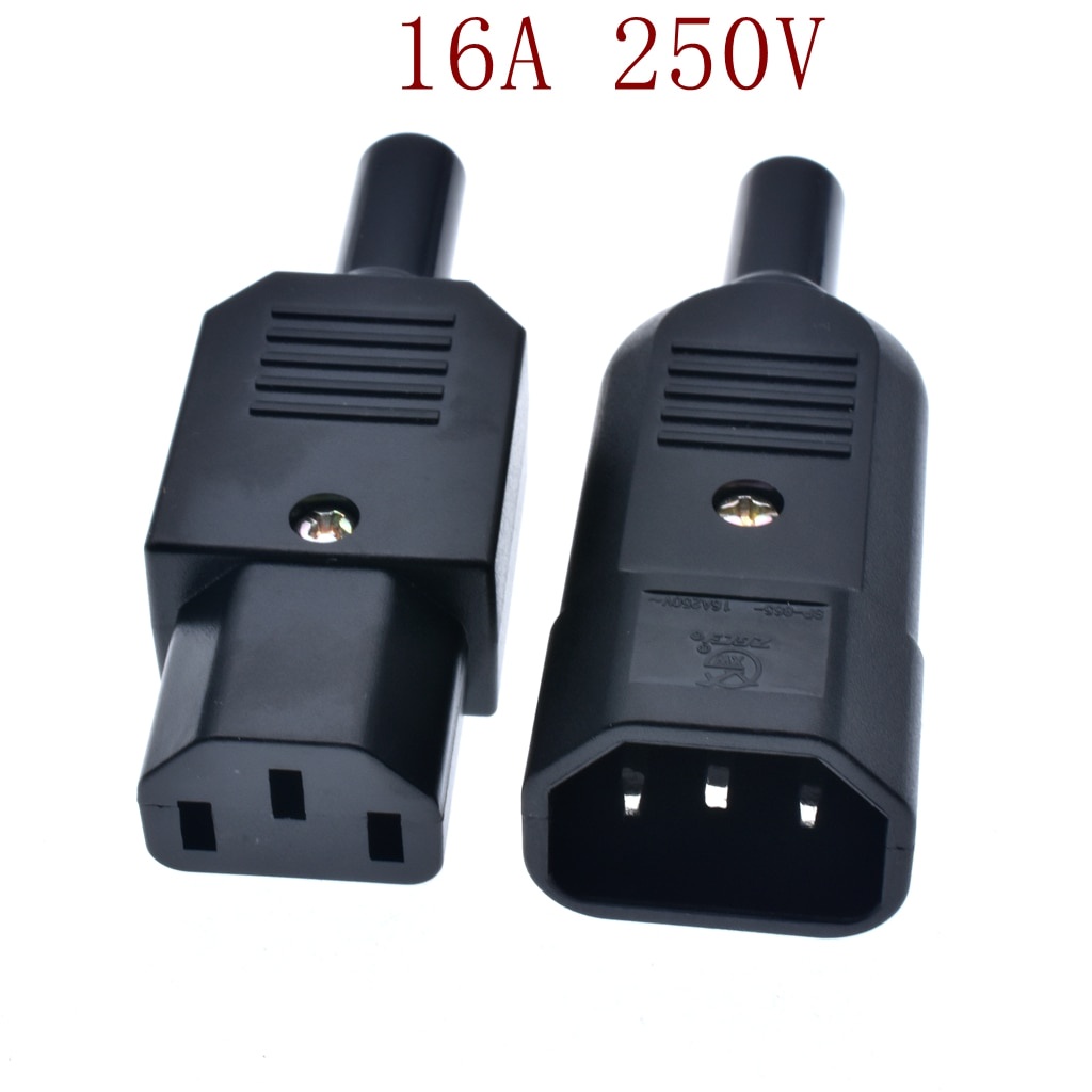 IEC 320 C14 Male Plug to C13 Female Socket Power Connector AC 250V 16A ...