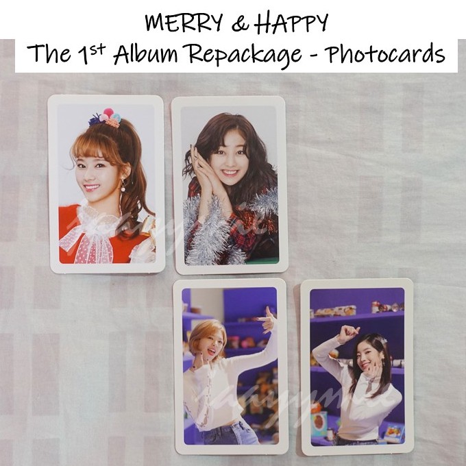 Twice Official Merry Happy Album Photocard Pink Or Green Jeongyeon Sana Jihyo Dahyun Shopee Philippines
