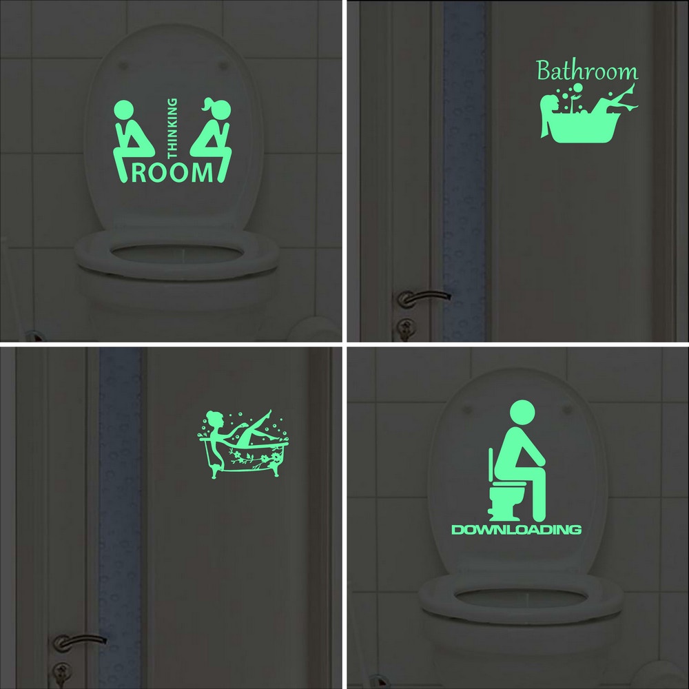 1 Pcs PUT ME DOWN Luminous Door Wall Sticker Fluorescent Toilet Door Decor 