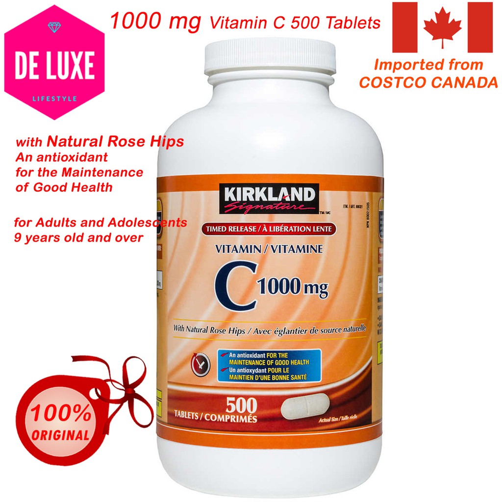 Authentic Kirkland Vitamin C 1000mg 500 Tablets With Rose Hips Citrus Bioflavonoid From Canada Shopee Philippines