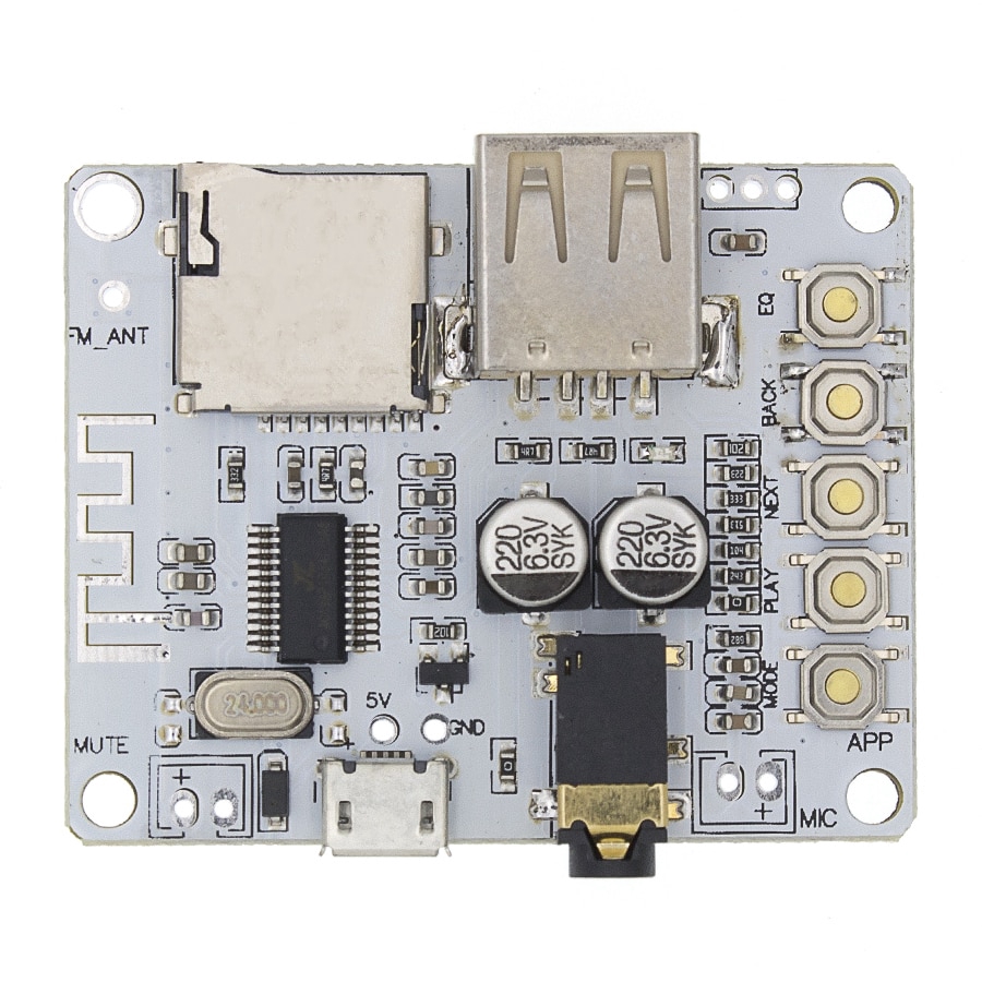Bluetooth Audio Receiver board with USB TF card Slot decoding playback