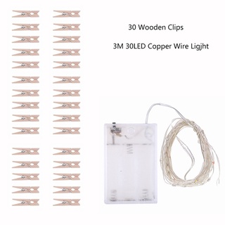 300CM 30 LED Copper Wire Photo Clip Christmas Starry Light String #9