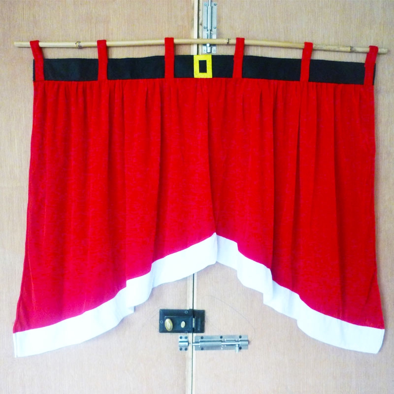 Red Christmas Velvet Door Window Drape Panel Christmas Curtain