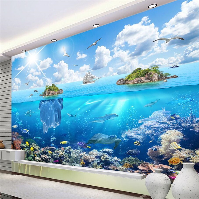 Costom Underwater World Island Landscape 3D Wall Custom Large Mural Green  Wallpaper livingroom | Shopee Philippines