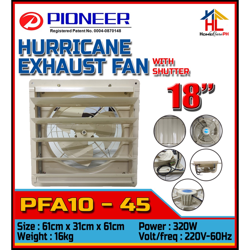 Pioneer Hurricane Exhaust Fan 18 inches with Shutter Shopee Philippines