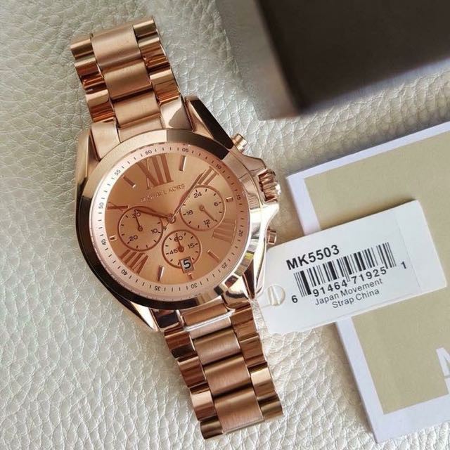 MICHAEL KORS Bradshaw Oversize Chronograph Rose Gold-tone La | Shopee  Philippines