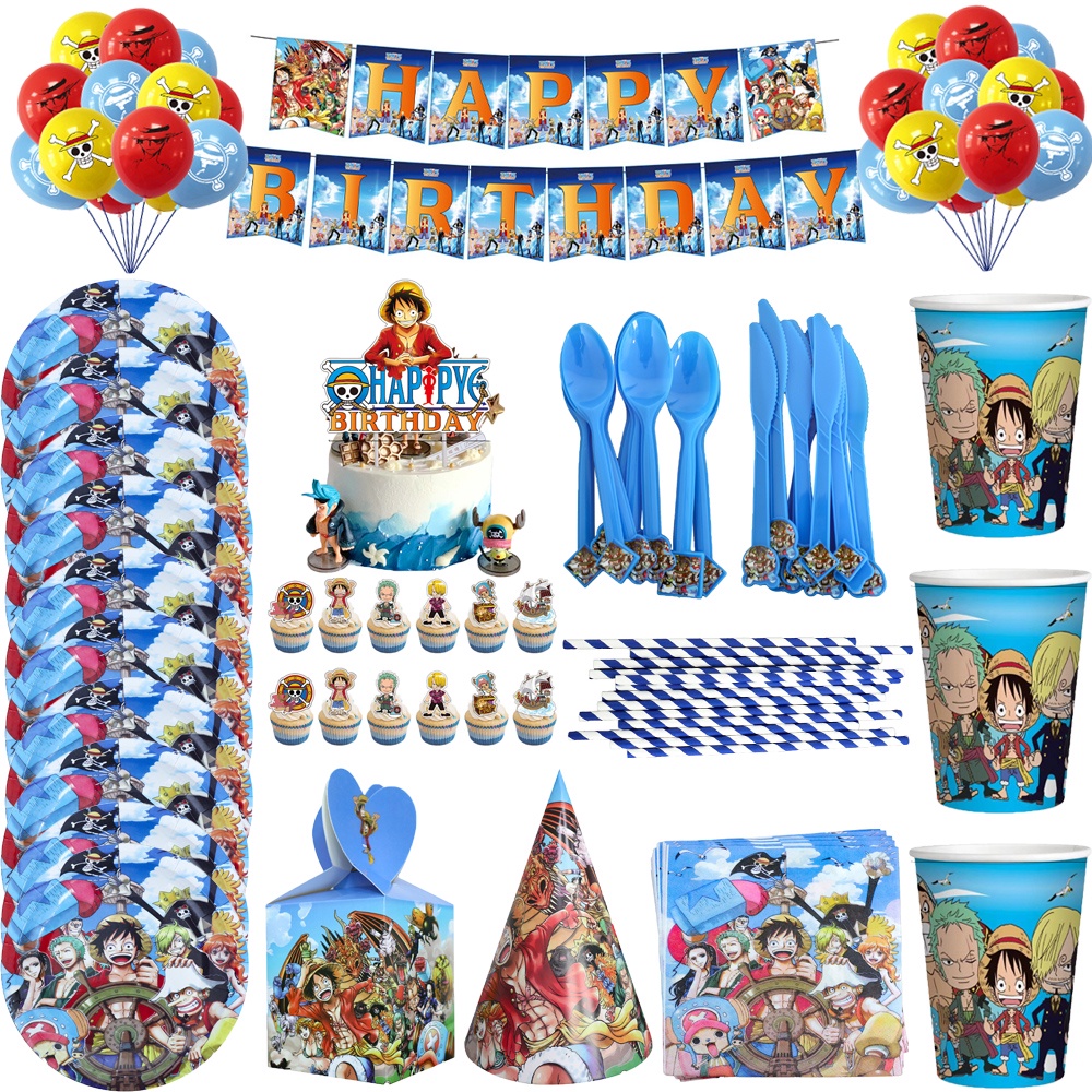 One Piece Theme Birthday Party Decoration Cupcake Tablecloth Banner Tableware Partys Needs Shopee Philippines