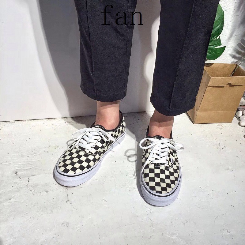 checkered lace up vans