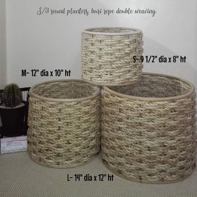 Rattan Basket Planters (Set of 3) (METRO MANILA ONLY) Shopee Philippines