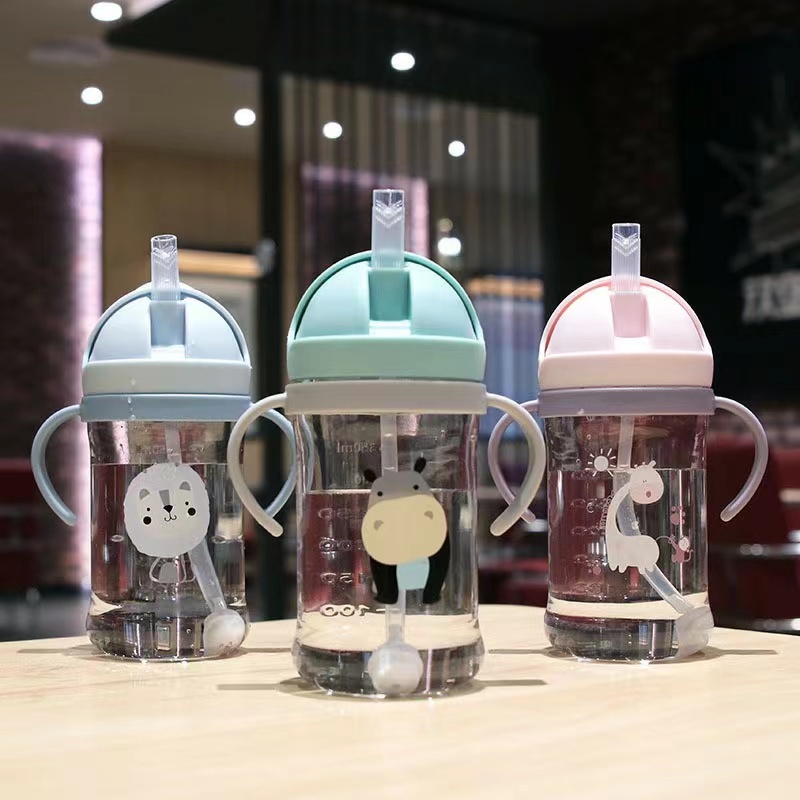 Baby cartoon straw cup baby drinking cup baby handle straw learning