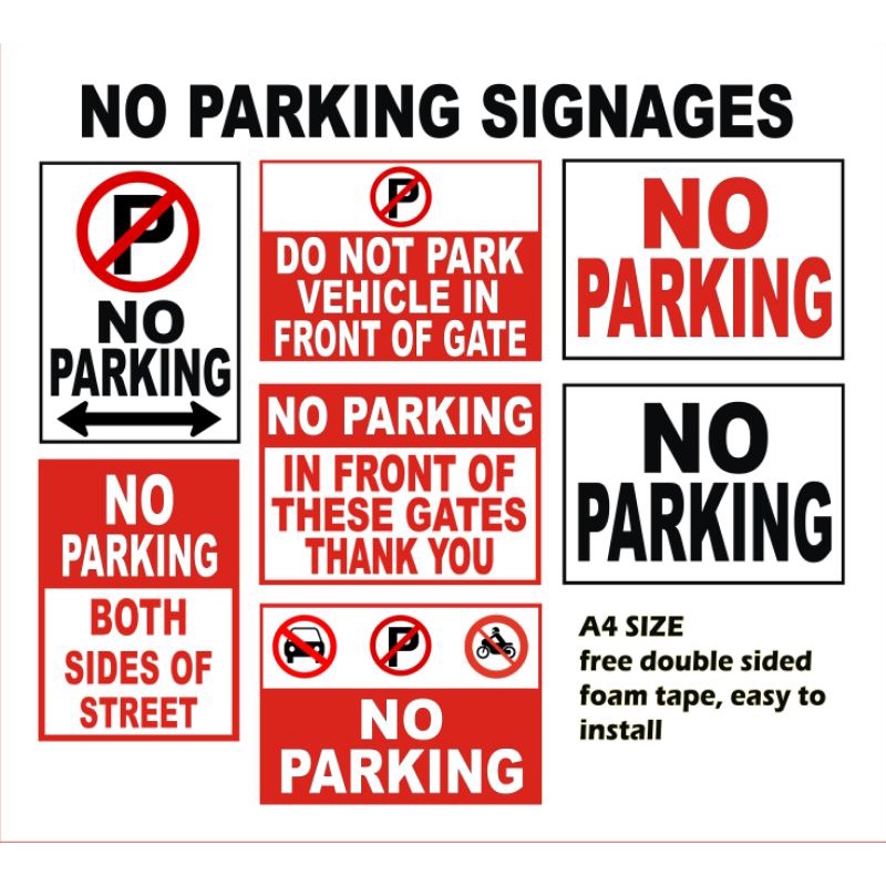 No Parking signage / wall signage / gates signages / sign / no parking ...