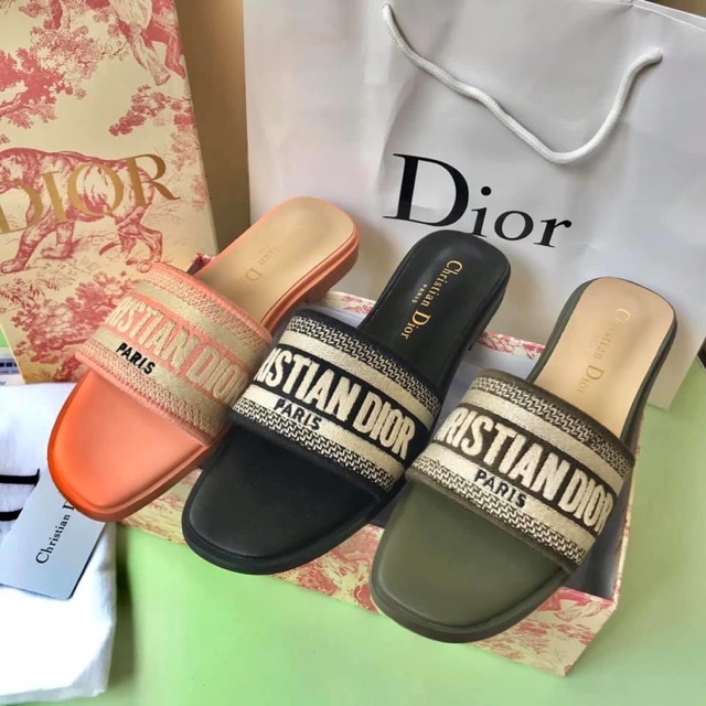 Trendtagged Dior Dway Slide Embroidered Cotton Shopee Philippines
