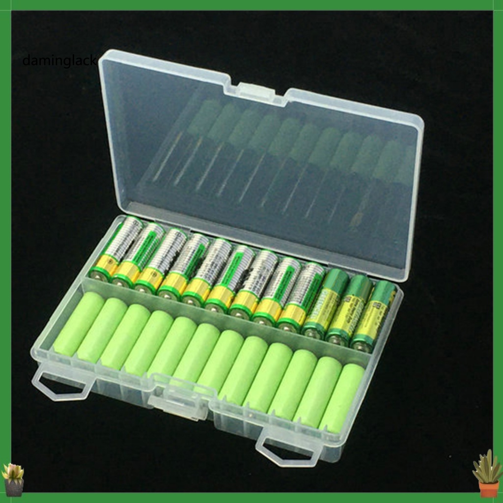 DA Lightweight Battery Organizer Box 48Pcs AA AAA Battery Organizer Box Full Cover Spacesaving
