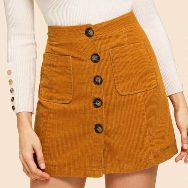 12.12 Trendy Classic Corduroy Button Skirt | Shopee Philippines