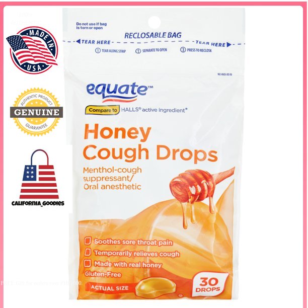 NEW Equate Sugar Free Honey Lemon Cough Drops, 30 count Shopee