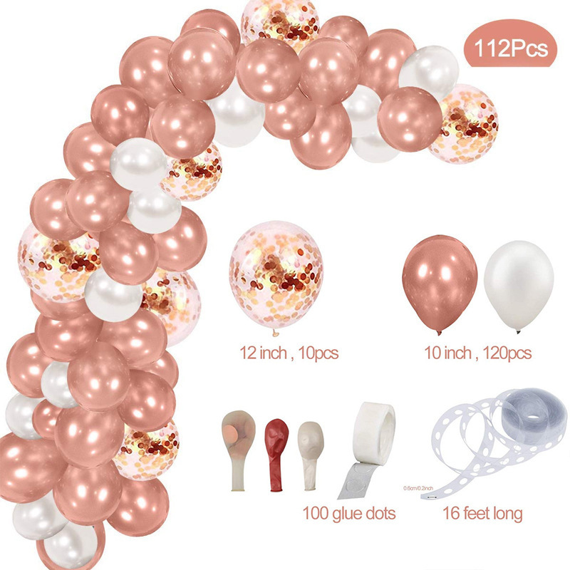 132pcs Rose Gold Balloon Chain Combination Sequined Latex Balloon Bunch Birthday Wedding Engagement Party Decoration Birthday Balloon Package Shopee Philippines