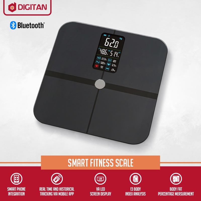 Smart Weighing Digital Scale Free Fitness App Fitdays Body Composition Index Analysis heart rate