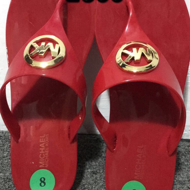 michael kors red flip flops