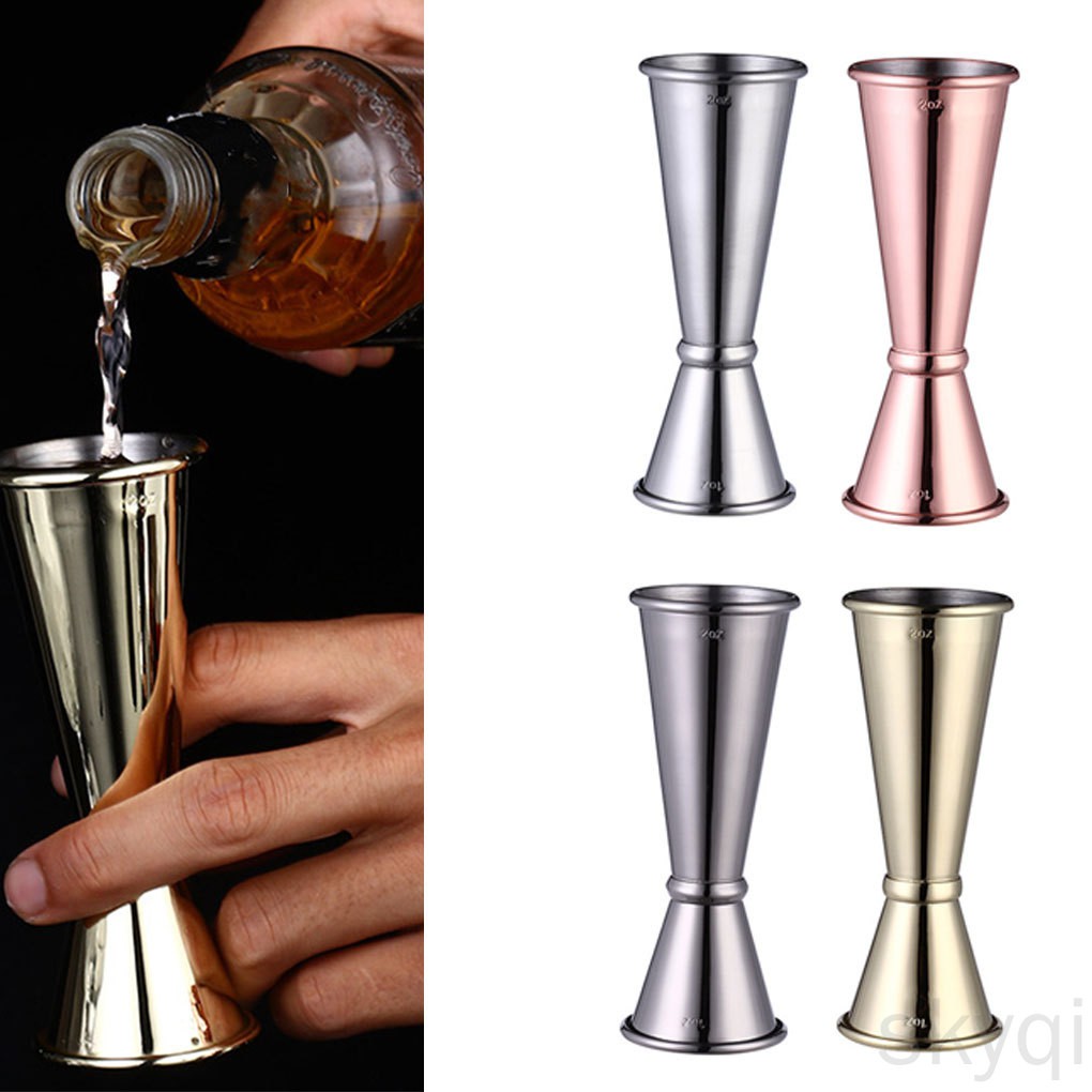 SK_Stainless Steel Double Shaker Measure Cup 30ml/60ml Bar Jigger Liquo Measuring Tool Kitchen Drink Cups Gadgets